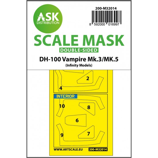 1/32 DH-100 Vampire Mk.5 Double-sided Paint Maskings for Infinity