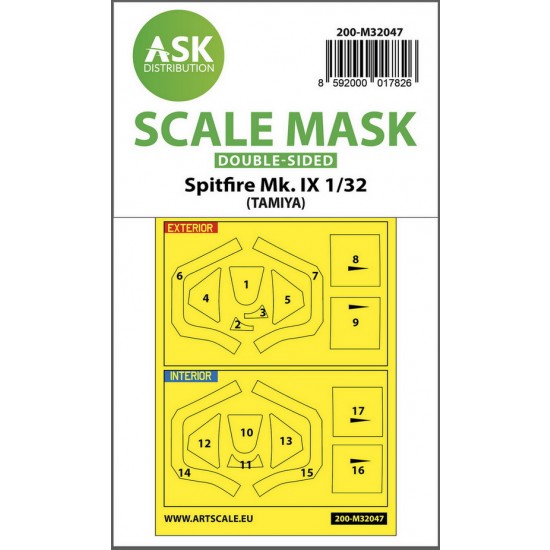 1/32 Supermarine Spitfire Mk.IX Double-sided Masking for Tamiya kits