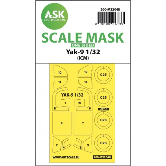 1/32 Yakovlev Yak-9 One-sided Masking for ICM kits