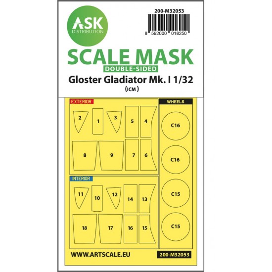 1/32 Gloster Gladiator Mk.I Double-sided Paint Masking for Revell/ICM