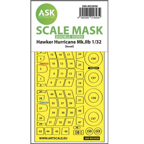 1/32 Hawker Hurricane Mk.IIB Double-sided Express Masking for Revell kits