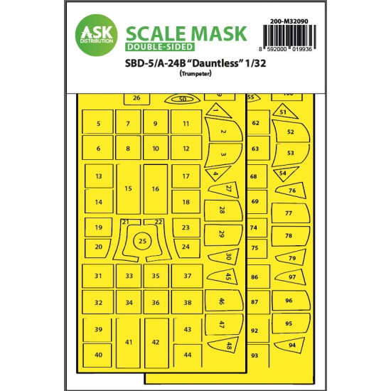 1/32 SBD-5/A-24B Dauntless Double-Sided Express Fit Mask for Trumpeter