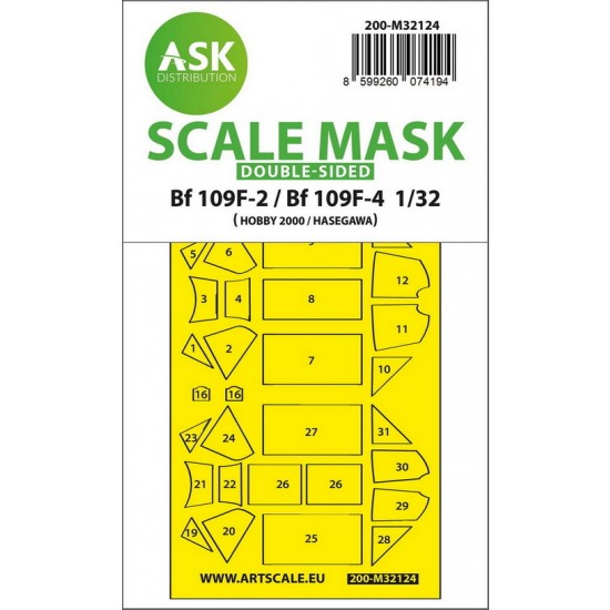 1/32 Bf 109F-2 / Bf 109F-4 Double-Sided Express Fit Mask for Hasegawa / Hobby 2000