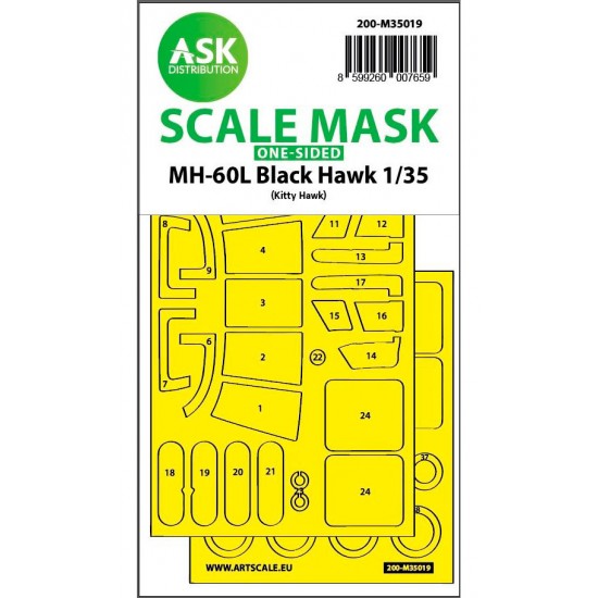 1/35 MH-60L Black Hawk One-sided Express Fit Mask for Kitty Hawk kits