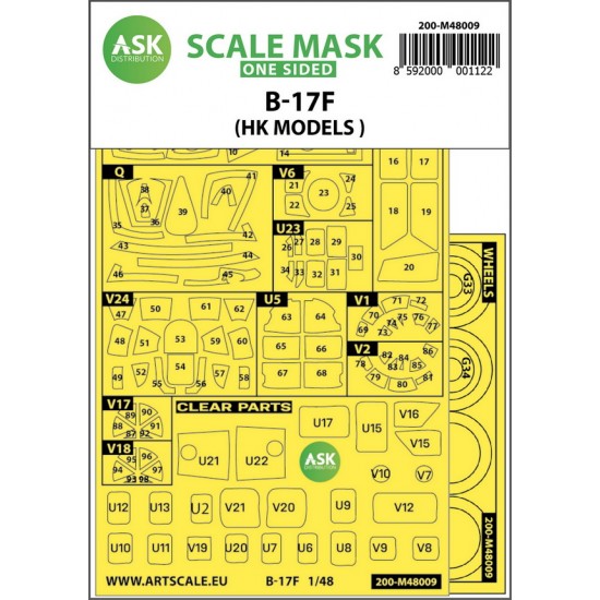 1/48 B-17F Flying Fortress outside Paint Masking for HK Models
