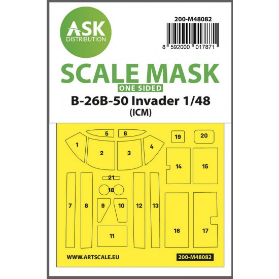 1/48 B-26B-50 Invader One-sided Masking self-adhesive pre-cutted for ICM kits