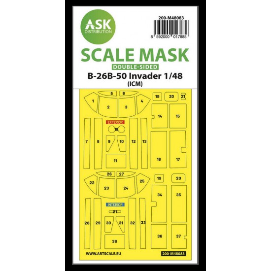 1/48 B-26B-50 Invader Double-sided Masking self-adhesive pre-cutted for ICM kits