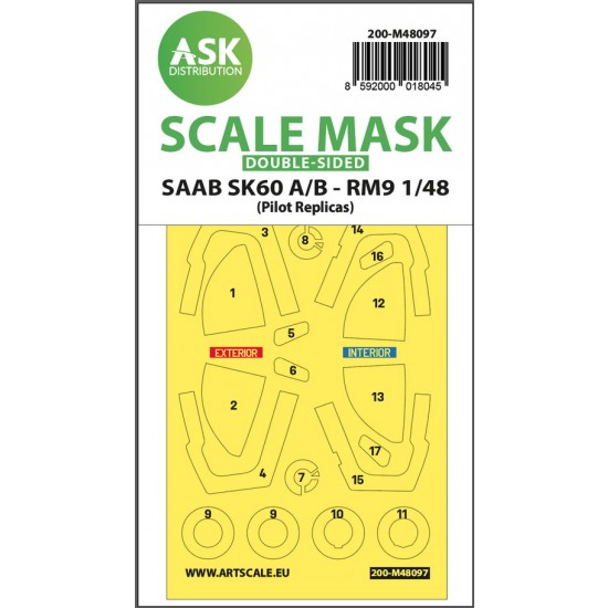 1/48 SAAB SK60 Double-sided Masking self-adhesive, pre-cutted for Pilot-Replicas kits