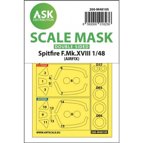 1/48 Supermarine Spitfire Mk.XVIII Double-sided Masking for Airfix kits