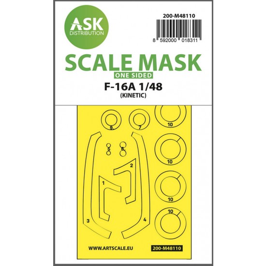 1/48 F-16A One-sided Express Masking (self-adhesive pre-cutted) for Kinetic