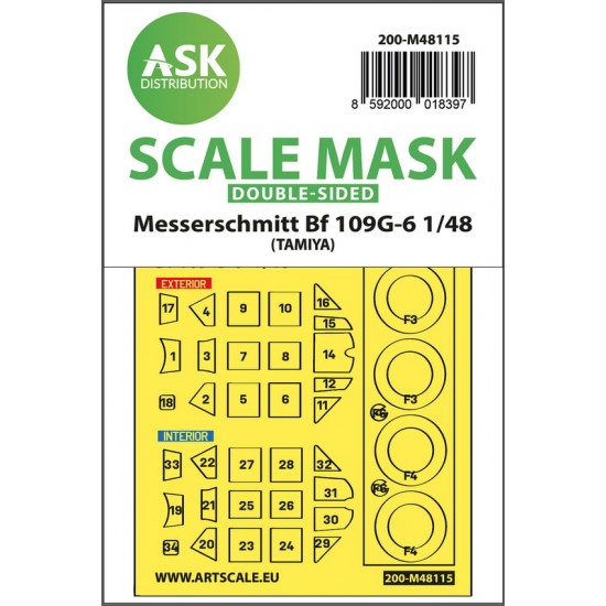 1/48 Messerschmitt Bf 109G-6 Double-sided Masking for Tamiya kits