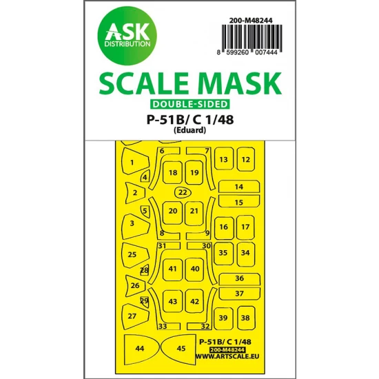 1/48 P-51B/C Mustang Double-sided Express Fit Mask for Eduard kits