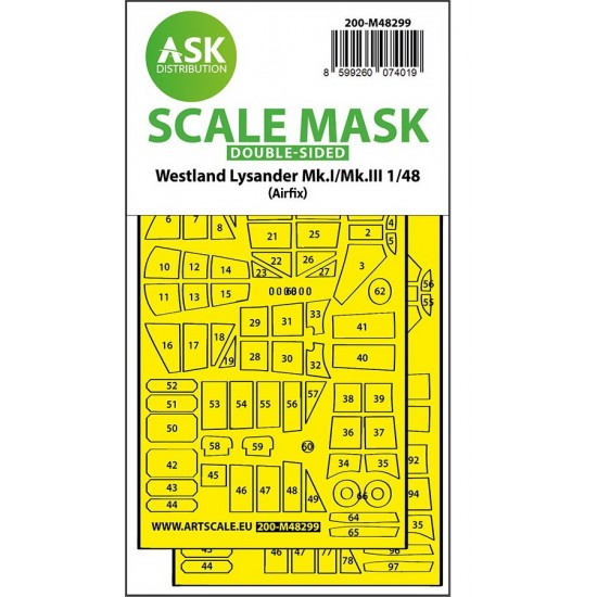 1/48 Lysander Mk.I / Mk.III Double-sided Express-fit Mask for Airfix