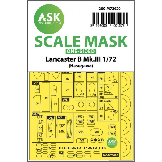 1/72 Lancaster B Mk.III One-sided Paint Masking for Hasegawa