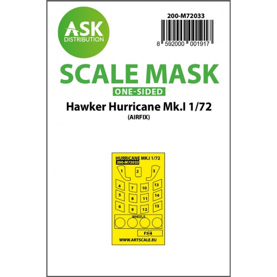 1/72 Hawker Hurricane Mk.I One-sided Paint Masking for Airfix