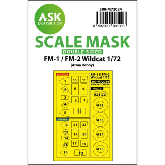 1/72 FM-1 / FM-2 Wildcat Double-sided Paint Masking for Arma Hobby