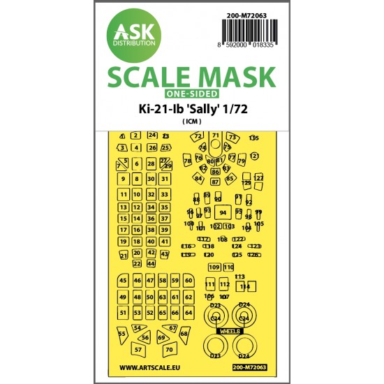 1/72 Ki-21lb Sally One-sided Pre-cuttet Masking for ICM kits