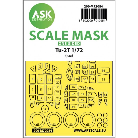 1/72 Tupolev Tu-2T one-sided express fit Mask for ICM kits