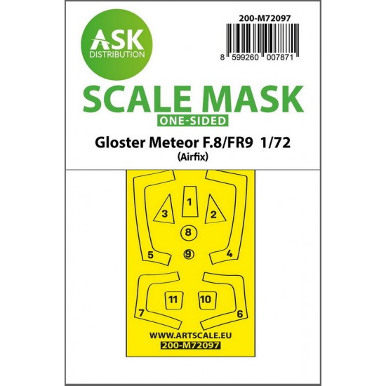 1/72 Gloster Meteor F.8/F9 One-Sided Fit Express Mask for Airfix kit