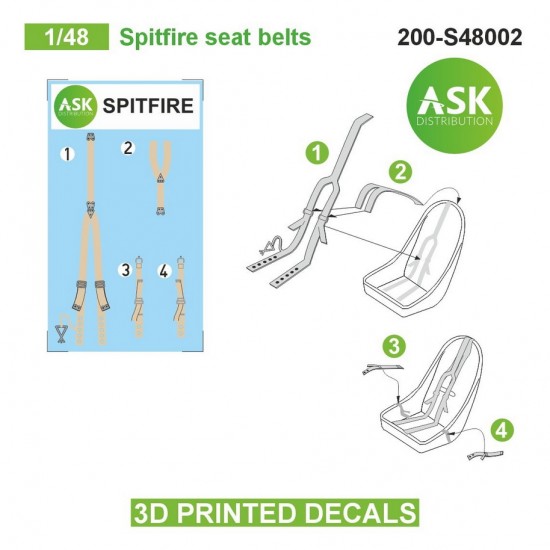 1/48 Spitfire Seat Beltsed 3D-printed Decals