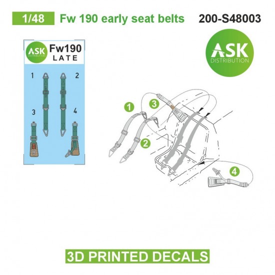 1/48 Fw 190 Early Seat Beltsed 3D-printed Decals