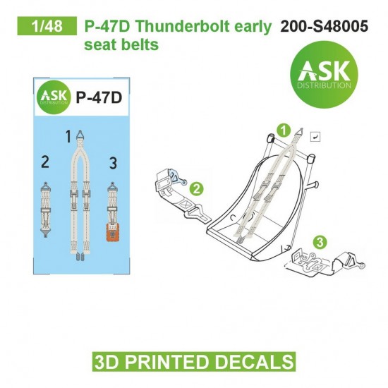 1/48 P-47D Thunderbolt Early Seat Beltsed 3D-printed Decals