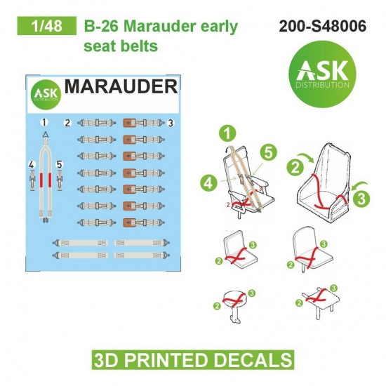 1/48 B-26 Marauder Early Seat Beltsed 3D-printed Decals