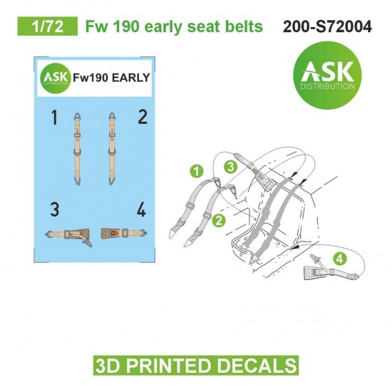 1/72 Fw 190 Early Seat Beltsed 3D-printed Decals
