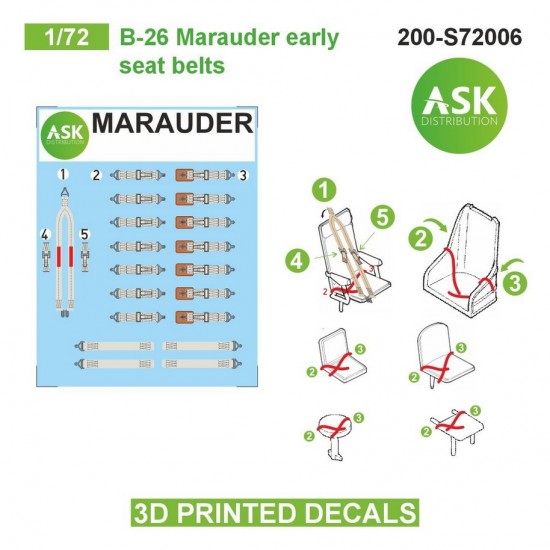 1/72 B-26 Marauder Seat Beltsed 3D-printed Decals