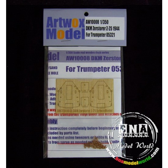 1/350 DKM German Zerstorer Z-25 1944 Wooden Deck for Trumpeter kit #05321