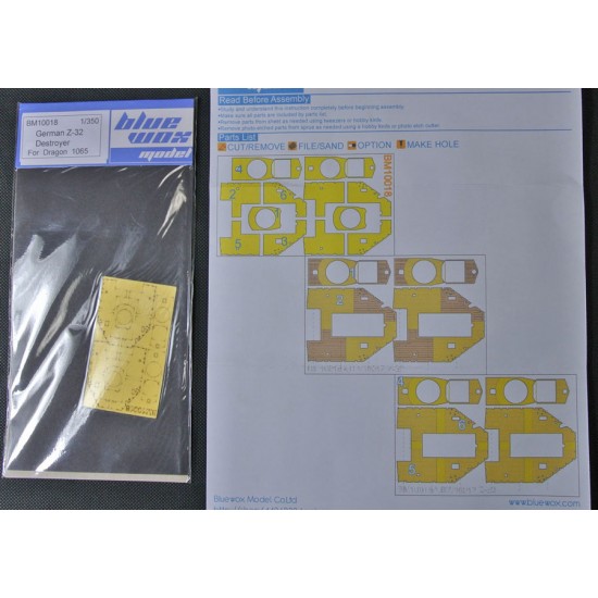 1/350 German Z-32 Destroyer Deck Masking Sheet for Dragon kit #1065