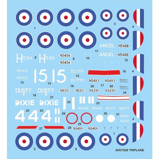 Decals for 1/72 Sopwith Triplane