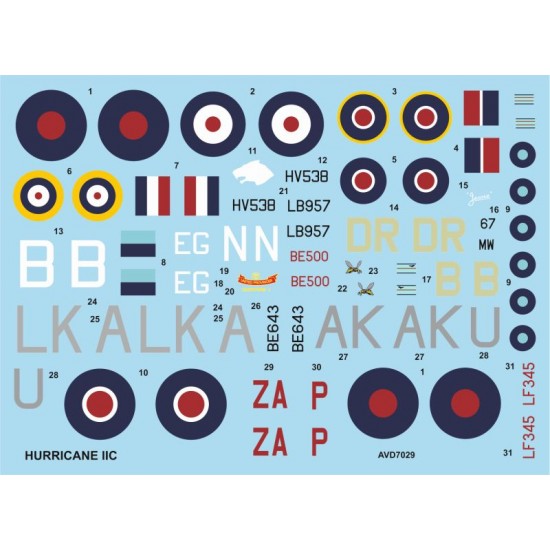 Decals for 1/72 Hawker Hurricane IIc