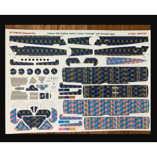 1/48 Fokker DVII 5 Colour "Lozenge" w/"Lozenge" Tapes for Eduard Kit