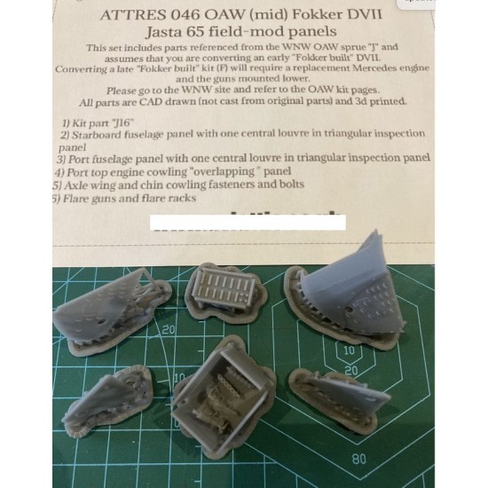1/32 Fokker DVii Oaw Built Mid Jasta 65 Field-Mod Cowling Panel Set for Wingnut Wings
