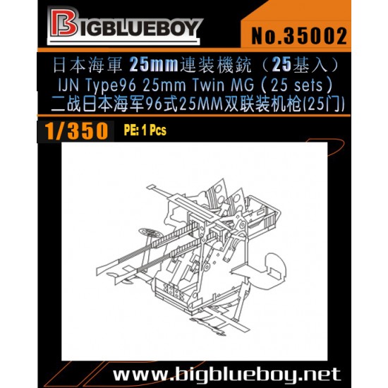 1/350 IJN Type96 25mm Twin Metal Gun (25 sets)