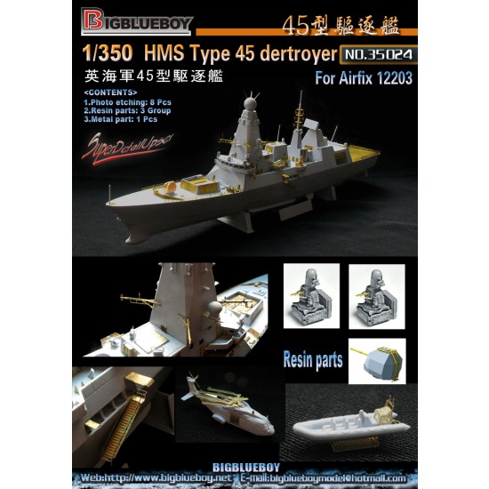 1/350 HMS Type 45 Destroyer Detail Set for Airfix kit #12203