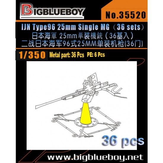 1/350 IJN Type96 25mm Single Metal Gun (36 sets)