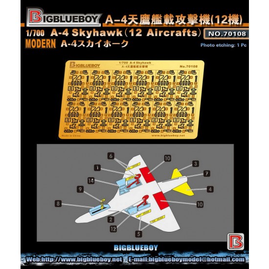 1/700 Douglas A-4 Skyhawk Detail Set (for 12 aircrafts)
