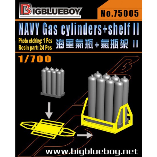 1/700 Navy Gas Cylinders & Shelf Vol.II (resin part: 24pcs, PE: 1pc) 