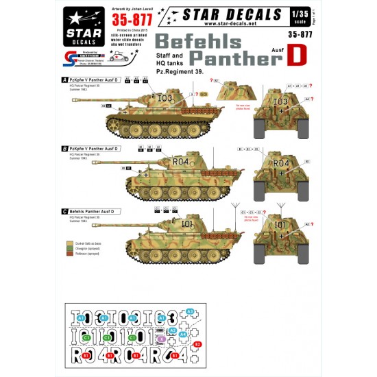 1/35 Decals for German Befehlspanzer Ausf.D in Kursk Battle Summer 1943