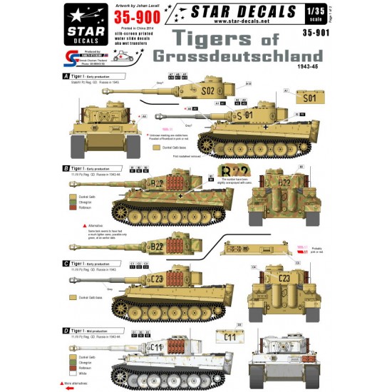 1/35 Tigers of Grossdeutschland Eastern Front 1943-45 Decals for Tiger I Early, Mid & Late