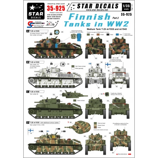 Decals for 1/35 WWII Finnish Tanks Part2 - Medium Tank T-28 m/1938 and m/1940