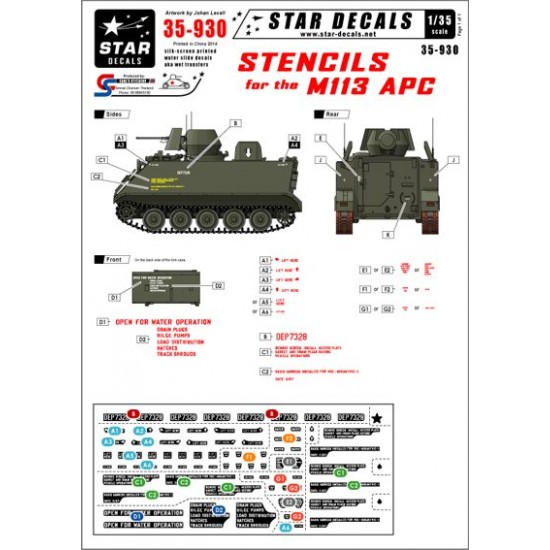 1/35 Stencil Decals for M113 APC (Small white and yellow stencils)