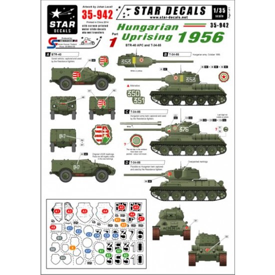 1/35 Hungarian Uprising 1956 Decals #1 - T-34-85 and BTR-40 APC