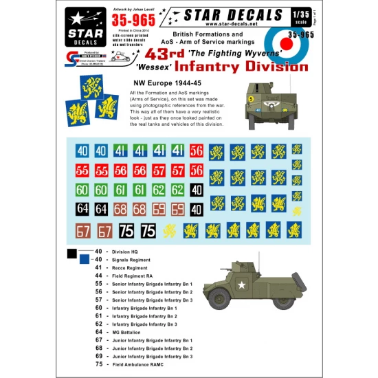 1/35 Formation&AoS Markings/Decals for British 43rd 'Wessex' Infantry Division 1944-45