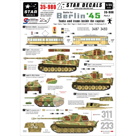 Decals for 1/35 Berlin Tanks and Trams inside the Capital