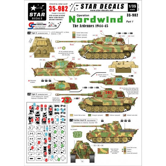 1/35 Operation Nordwind Decals #1 for German Tanks in Ardennes 1944-1945