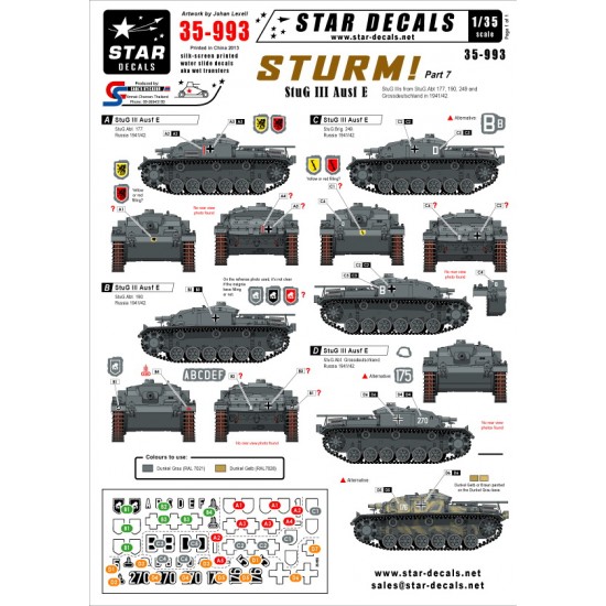 1/35 Sturm Decals #7 for StuG.III Ausf.E (StuG.Abt 177/190/249...)1941-42 Eastern Front