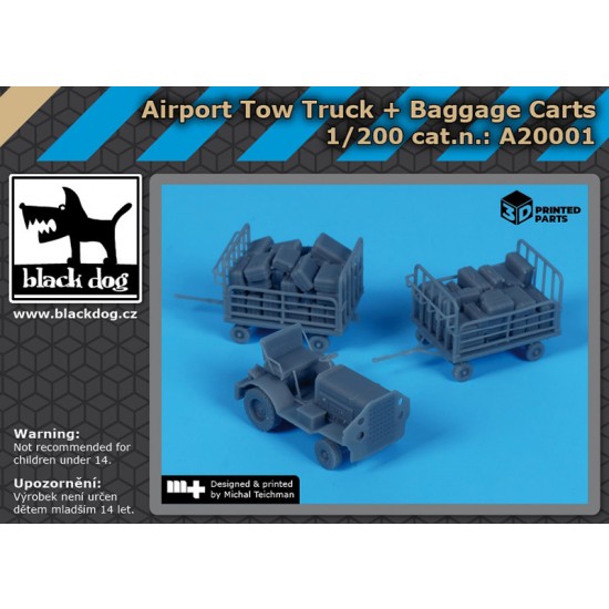 1/200 Airport Tow Truck and Baggage Carts